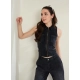Women's Denim Lycra Solid Sleeveless Top (Black) Women's Denim Lycra Solid Sleeveless Top (Black)