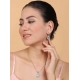 Women's Brass Silver Plated Pendant Set (Blue)