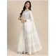 Women's Linen Cotton Printed Saree With Unstitched Blouse 5.5Mtr (White) Women's Linen Cotton Printed Saree With Unstitched Blouse 5.5Mtr (White)