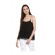 Women's Polyester Embellished Shoulder Straps Top (Black) Women's Polyester Embellished Shoulder Straps Top (Black)