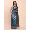 Women's Banarasi Silk Printed Saree With Unstitched Blouse 5.5Mtr (Teal Blue) Women's Banarasi Silk Printed Saree With Unstitched Blouse 5.5Mtr (Teal Blue)