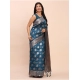 Women's Banarasi Silk Printed Saree With Unstitched Blouse 5.5Mtr (Teal Blue) Women's Banarasi Silk Printed Saree With Unstitched Blouse 5.5Mtr (Teal Blue)