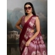 Women's Satin Crepe Printed Saree With Unstitched Blouse 5.5Mtr (Maroon)