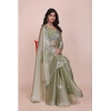 Dropship Women's Jimmy choo Embellished Bollywood Saree With Unstitched Blouse 5.5Mtr (Light Green)