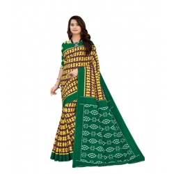 Women's Soft Pure Cotton Printed Saree With Unstitched Blouse 5.5Mtr (Multicolor)