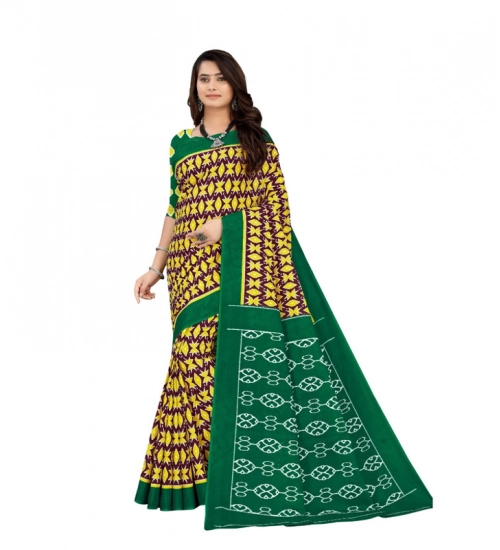 Women's Soft Pure Cotton Printed Saree With Unstitched Blouse 5.5Mtr (Multicolor)