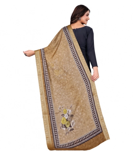 Women's chanderi silk  Printed Dupatta (Beige, Length: 2 Mtr)