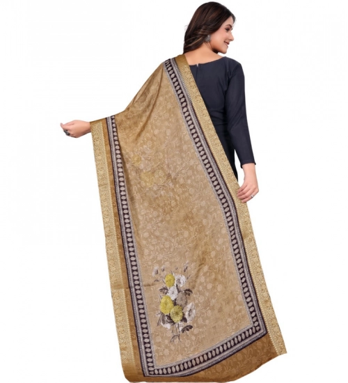 Women's chanderi silk  Printed Dupatta (Beige, Length: 2 Mtr)