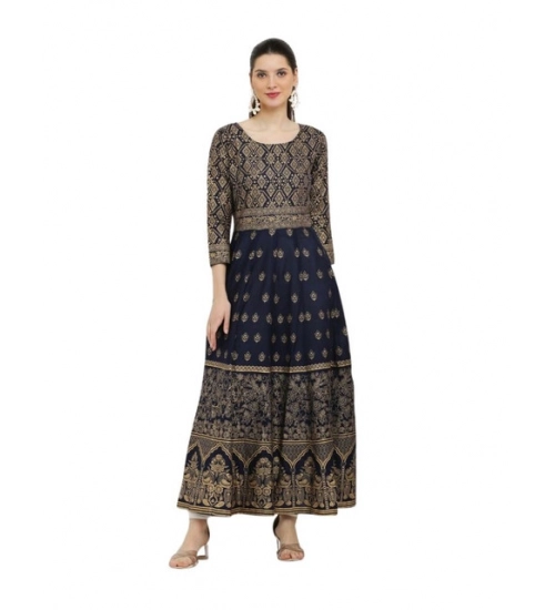 Women's Casual Rayon 3-4th Sleeves Anarkali Kurti (Blue)