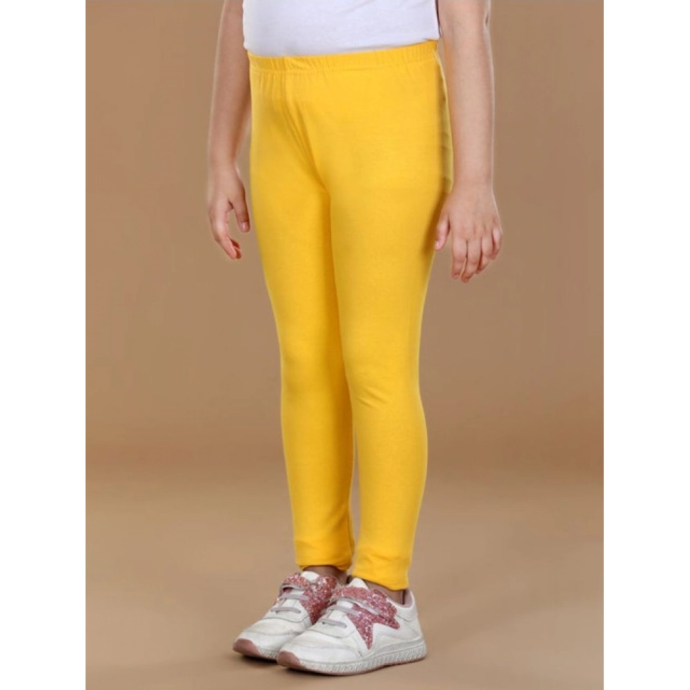 Girl's Cotton Lycra Solid Elasticated Leggings (Yellow) Girl's Cotton Lycra Solid Elasticated Leggings (Yellow)