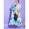 Women's Satin Colour Blocking Kaftan Dress (Multicolor)