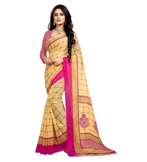 Women's Georgette Printed Saree With Unstitched Blouse 5.5Mtr (Pink)