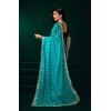 Women's Net Sequence Saree With Unstitched Blouse 5.5Mtr (Turquoise)