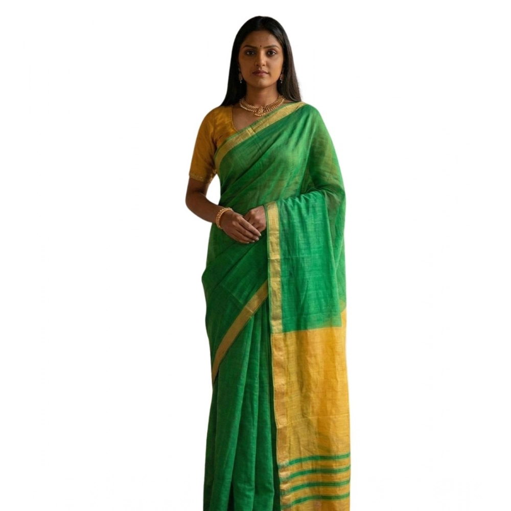 Women's Cotton Printed Saree With Unstitched Blouse 5.5Mtr (Green) Women's Cotton Printed Saree With Unstitched Blouse 5.5Mtr (Green)