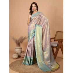 Women's Jacquard Saree With Unstitched Blouse 5.5Mtr (Multicolor)