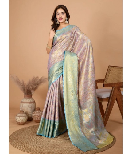 Women's Jacquard Saree With Unstitched Blouse 5.5Mtr (Multicolor)