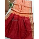 Women's Raw Silk Ikkat Saree With Unstitched Blouse 5.5Mtr (Peach)