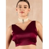 Women's Jimmy Choo solid Saree With Unstitched Blouse 5.5Mtr (Wine ) Women's Jimmy Choo solid Saree With Unstitched Blouse 5.5Mtr (Wine )