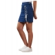 Women's Denim Lycra Solid Button Skirt (Blue) Women's Denim Lycra Solid Button Skirt (Blue)