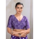 Women's Satin Crepe Printed Saree With Unstitched Blouse 5.5Mtr (Navy Blue)