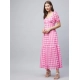 Women's Polyester Georgette Checkered Half Sleeve Dress (Pink) Women's Polyester Georgette Checkered Half Sleeve Dress (Pink)