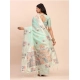 Women's Linen Cotton Printed Saree With Unstitched Blouse 5.5Mtr (Sea Green) Women's Linen Cotton Printed Saree With Unstitched Blouse 5.5Mtr (Sea Green)