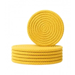 Cotton 6 Pcs Set Tea Coaster 6 Pcs Set (Yellow)