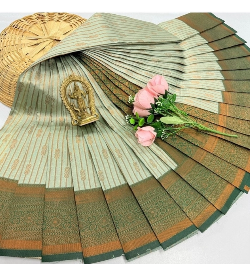 Women's Soft Silk Printed Saree With Unstitched Blouse 5.5Mtr (Pista Green)