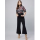 Women's Polyester Floral Short Sleeve Jumpsuit (Multicolor)