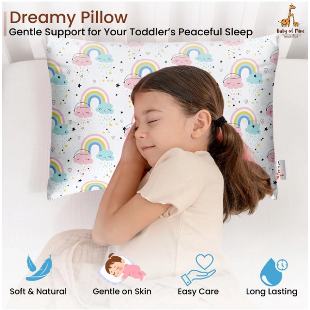 Soft Plush Printed Baby Infant Pillow for Kids Age 1 To 5 Years (White)