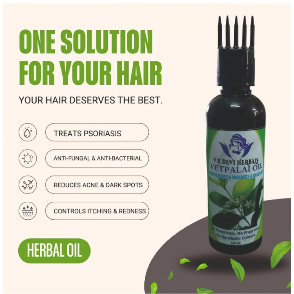 Devi Herbal Vetpalai 100 ML Oil - Anti-Dandruff And Psoriasis Relief Oil