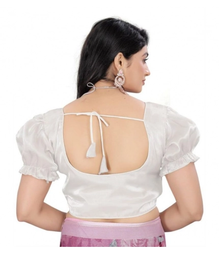 Women's Jimmy Solid Designer Neck Elastic Sleeve Readymade Blouse (White 38 , Alterable up to 42)-PID65836 Women's Jimmy Solid Designer Neck Elastic Sleeve Readymade Blouse (White 38 , Alterable up to 42)-PID65836