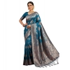 Women's Silk Blend Printed Saree With Unstitched Blouse 5.5Mtr (Teal Blue) Women's Silk Blend Printed Saree With Unstitched Blouse 5.5Mtr (Teal Blue)