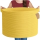 Cotton 14x12 Inch Pack of 1 Storage Basket For Clothes (Yellow)