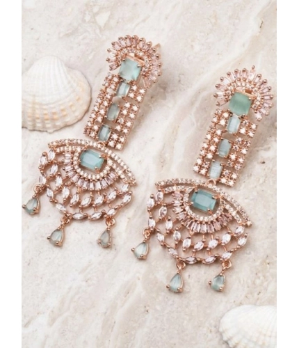 Women's Brass Silver Plated Drop Earrings (Turquoise)