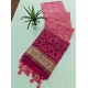 Women's Raw Silk Ikkat Saree With Unstitched Blouse 5.5Mtr (Pink)