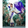Women's Litchi silk Printed Saree With Unstitched Blouse (Off White) Women's Litchi silk Printed Saree With Unstitched Blouse (Off White)