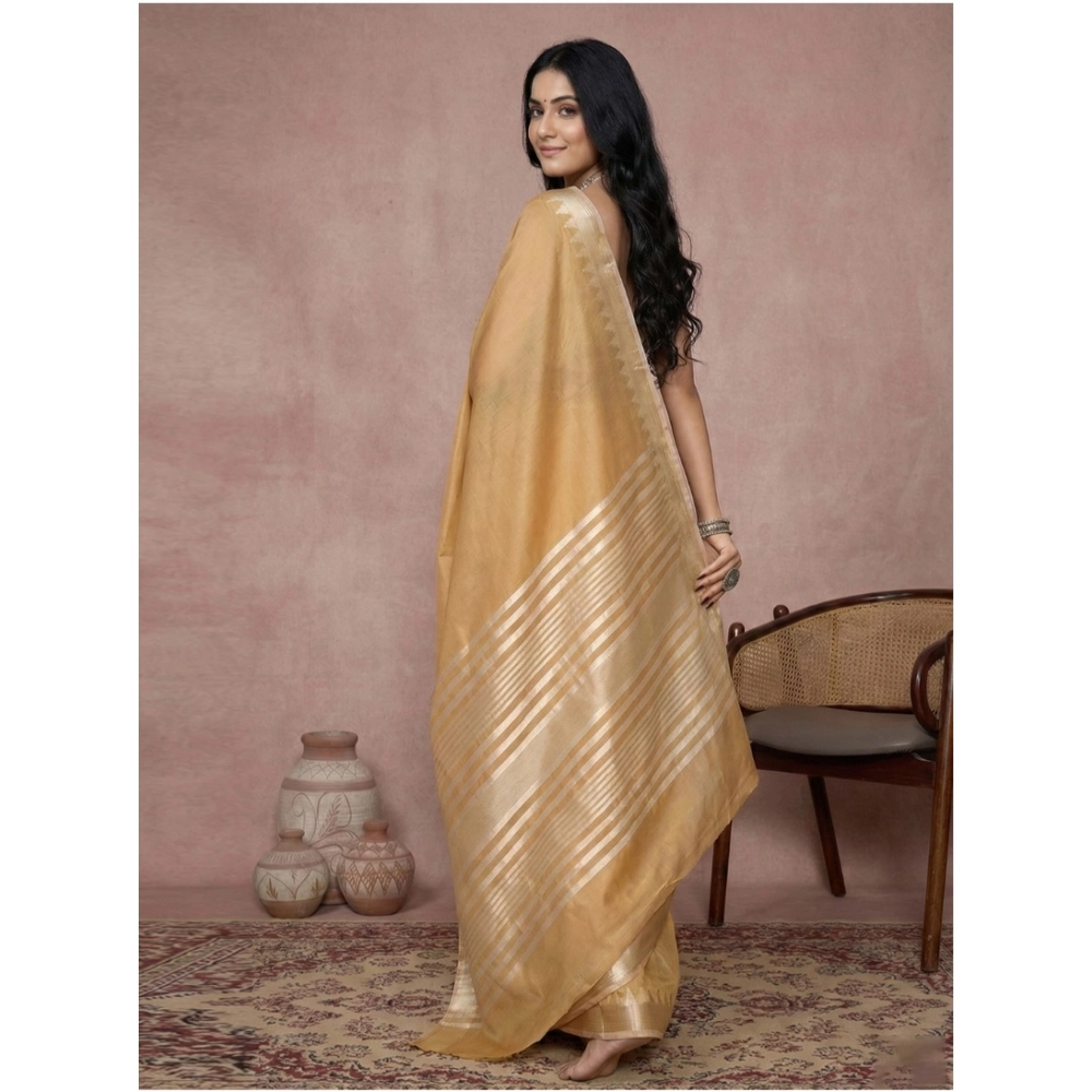 Women's Cotton Printed Saree With Unstitched Blouse 5.5Mtr (Golden) Women's Cotton Printed Saree With Unstitched Blouse 5.5Mtr (Golden)