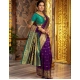 Women's Silk Blend Zari Weaving Saree With Unstitched Blouse 5.5Mtr (Purple)