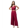 Women's Cotton Linen Solid Sleeveless Crop Top and Palazzo Set (Maroon) Women's Cotton Linen Solid Sleeveless Crop Top and Palazzo Set (Maroon)