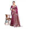 Women's Banarasi Silk Printed Saree With Unstitched Blouse 5.5Mtr (Purple) Women's Banarasi Silk Printed Saree With Unstitched Blouse 5.5Mtr (Purple)