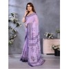 Women's Linen Cotton Printed Saree With Unstitched Blouse 5.5Mtr (Purple) Women's Linen Cotton Printed Saree With Unstitched Blouse 5.5Mtr (Purple)