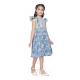 Girl's Twill Printed Short Sleeve Round Neck Dress (Green) Girl's Twill Printed Short Sleeve Round Neck Dress (Green)