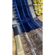 Women's Tussar Silk Madhubani Saree With Unstitched Blouse 5.5Mtr (Blue)