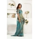 Women's Faux Linen Printed Ready to wear Saree With Unstitched Blouse 5.5Mtr (Multicolor)