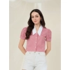 Women's Cotton Checkered Half Sleeve Shirt (Red - White)