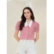 Women's Cotton Checkered Half Sleeve Shirt (Red - White) Women's Cotton Checkered Half Sleeve Shirt (Red - White)