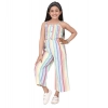 Girl's Polyester Cotton Blend Striped Sleeveless Jumpsuit (Multicolor)