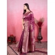 Women's Banarasi Silk Printed Saree With Unstitched Blouse 5.5Mtr (Wine)