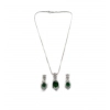 Women's Brass Silver Plated Pendant Set (Green)